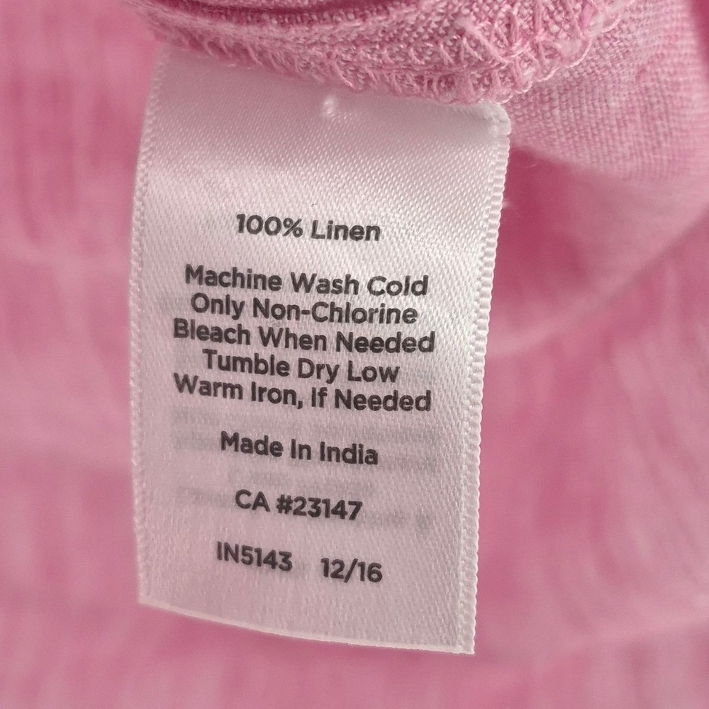 Talbots Pink 100%‎ Linen Sleeveless Button-Front Tie-Hem Top Women's Medium - Picture 6 of 9